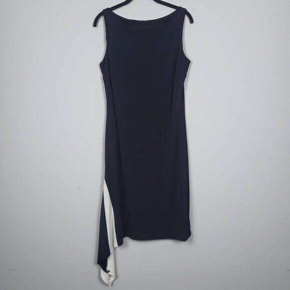 VTG Jessica McClintock USA Made Black White Scalloped Hem Shift Dress Size S - Picture 1 of 8